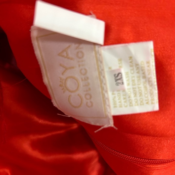 Red Satin Beaded Cocktail Dress Size XS Worn Once Coya Collection (Dillard’s) - Picture 3 of 6